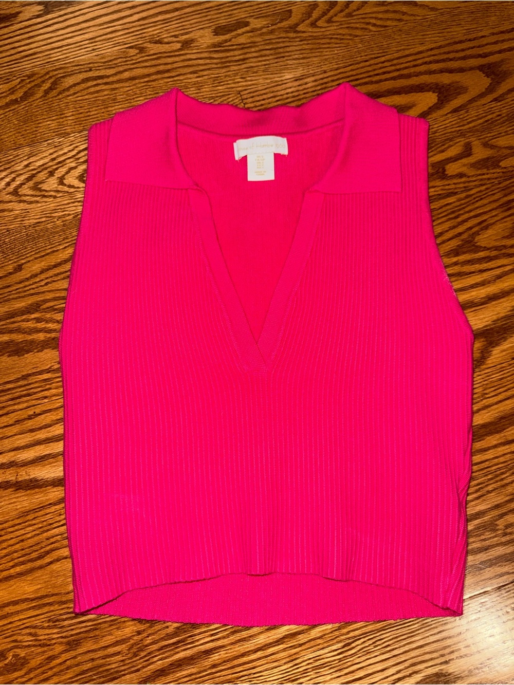 House of Harlow 1960 Neon Pink Ribbed Polo Tank